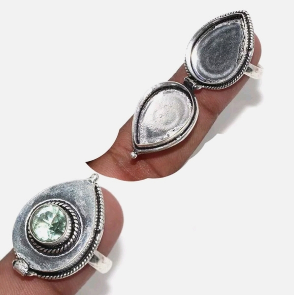 New Green Quartz 925 Silver Poison Ring. - Picture 2 of 16